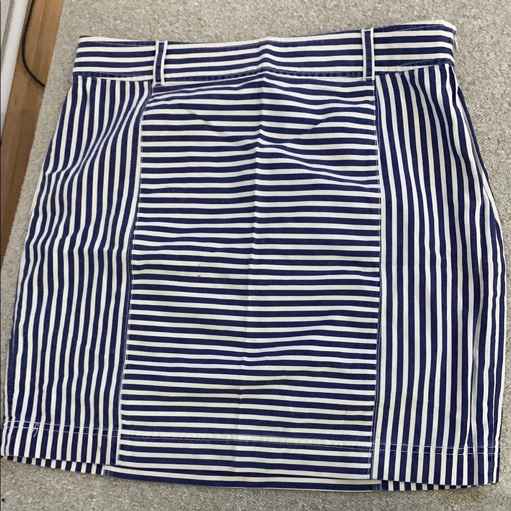 Madewell Blue and White Striped Pencil Skirt